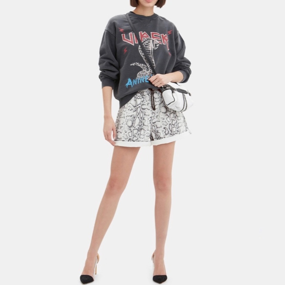 Alexander Wang Denim Python Print Jogger Shorts - image 1